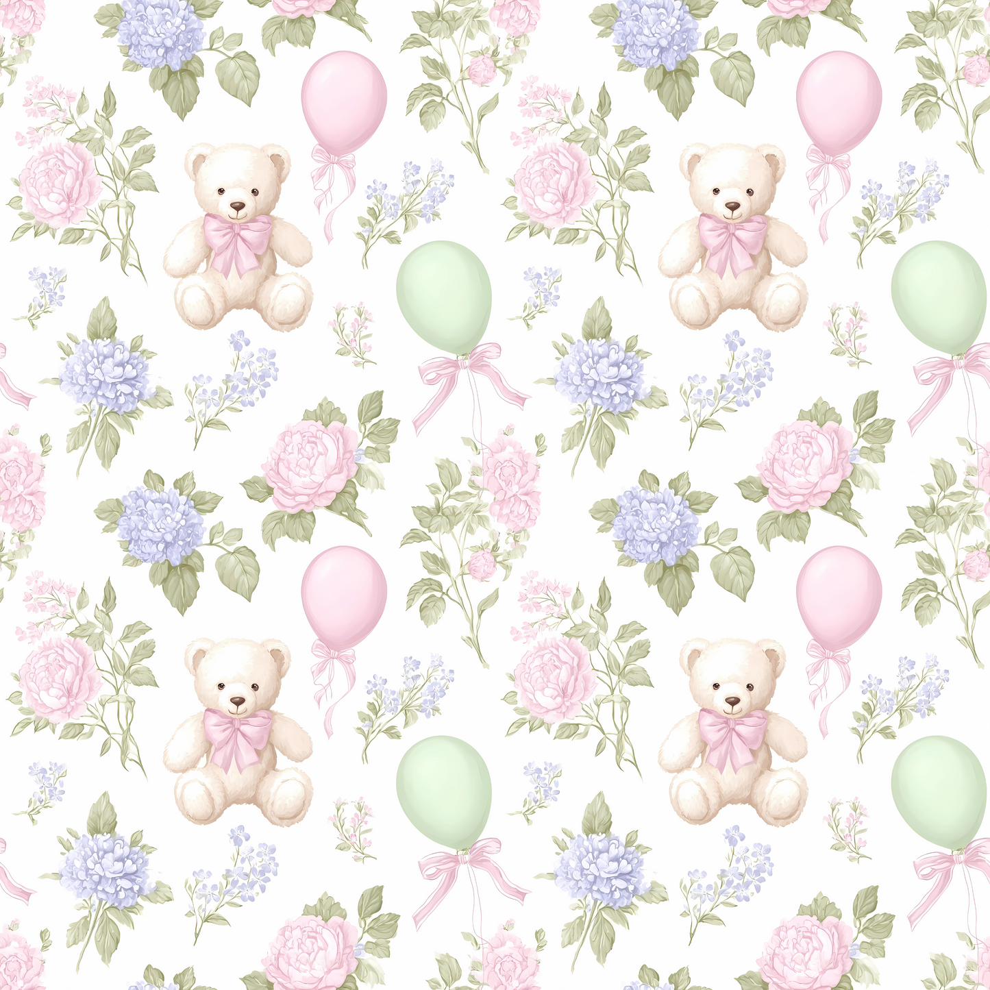 Vintage Floral Balloon Bears