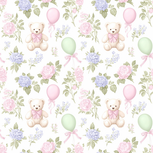 Vintage Floral Balloon Bears